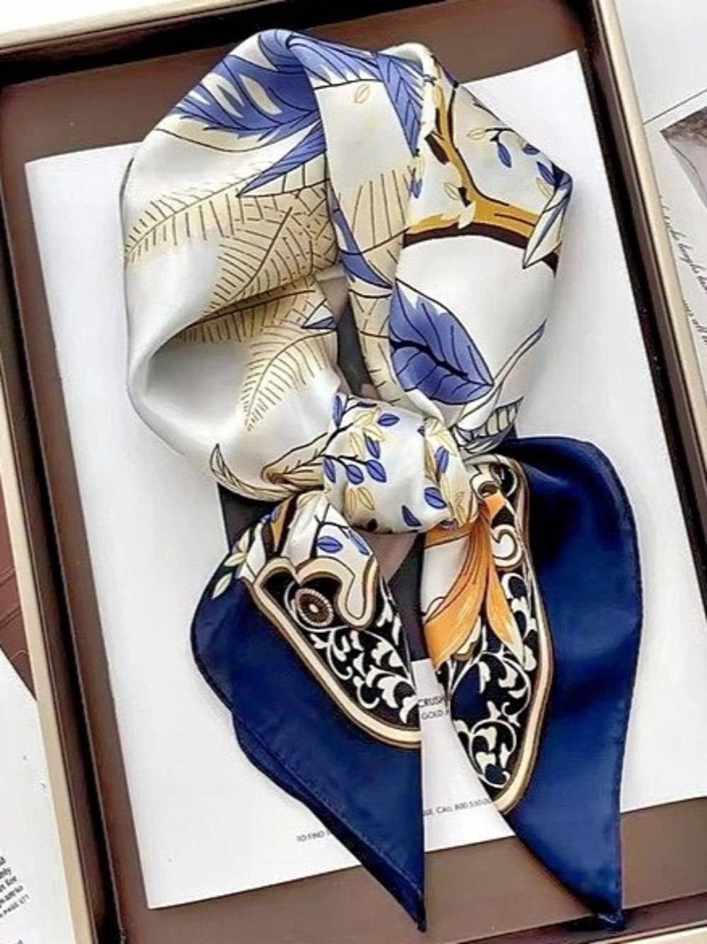 Blue & White Printed Scarf Set